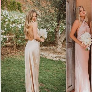 Show me your mumu bridesmaid dress - champagne luxe satin maxi dress - worn 1x